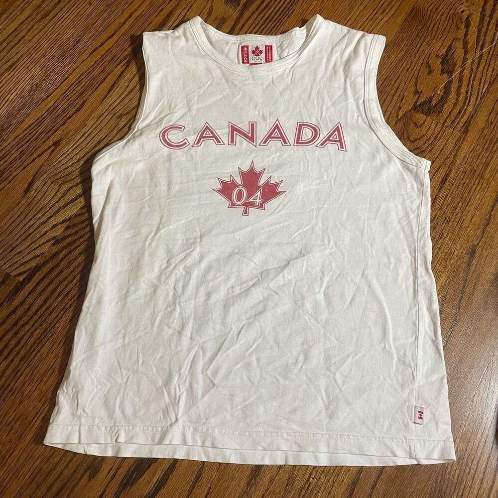 Roots Canada Tank Top Size XS White Olympic Graphic